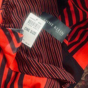 Anne Klein New York Black Red Silk scarf NWT